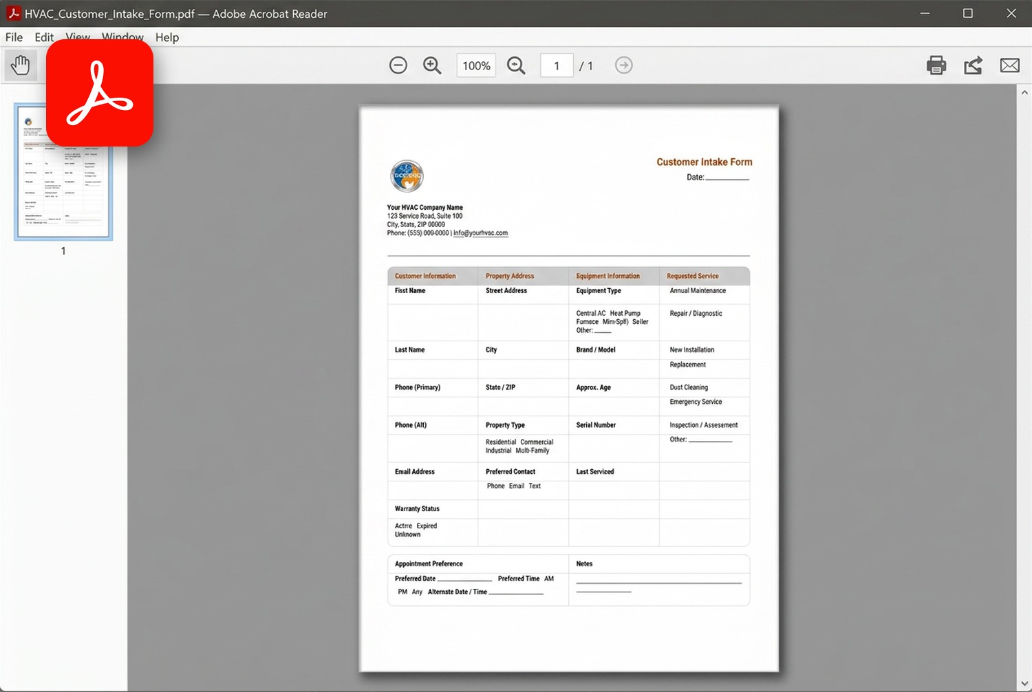 PDF format preview
